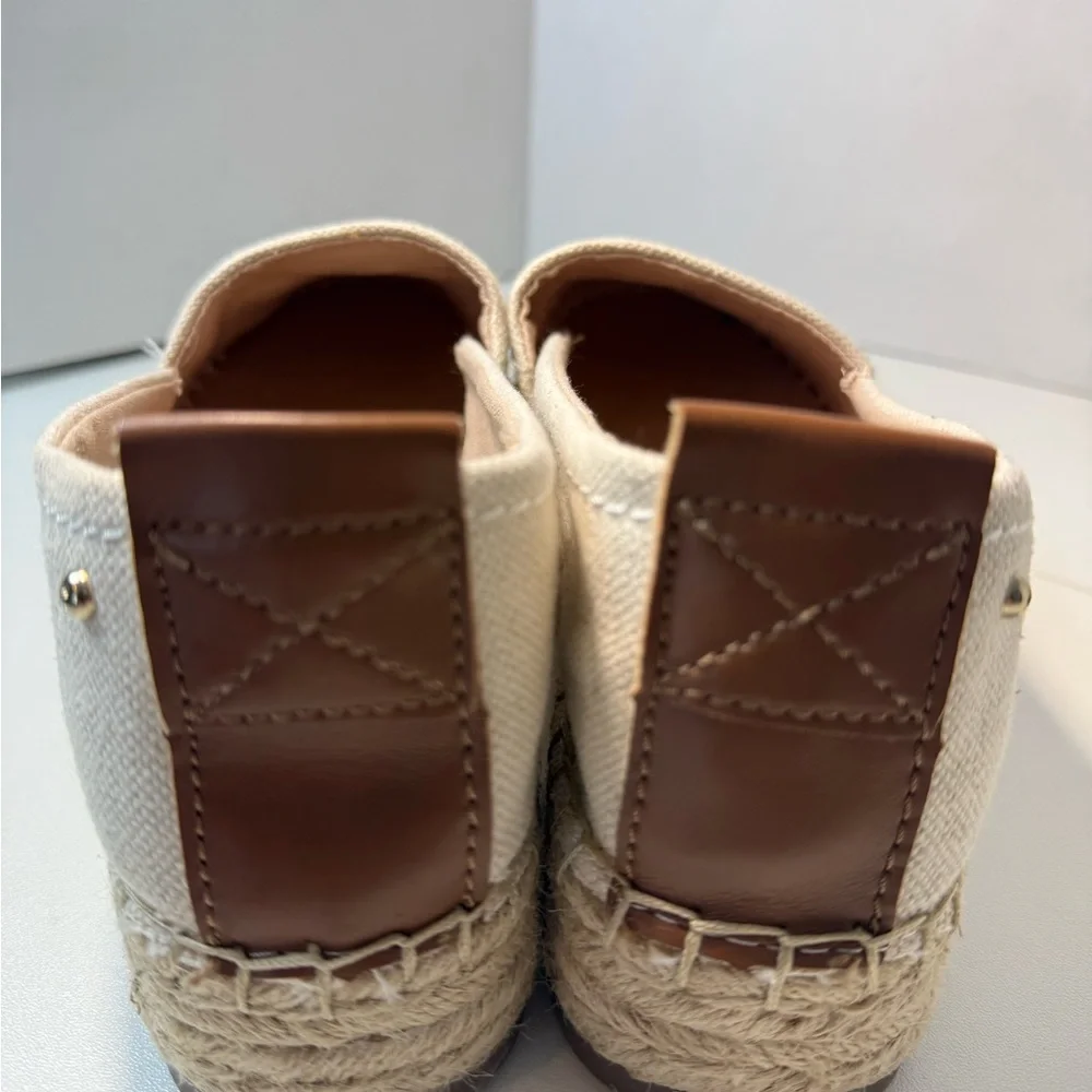 NEW ! SAM EDELMAM Cream Espadrille Slip-On Shoes size 9.5